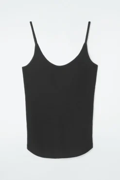 COS SCOOP-NECK MERINO WOOL TANK TOP BLACK