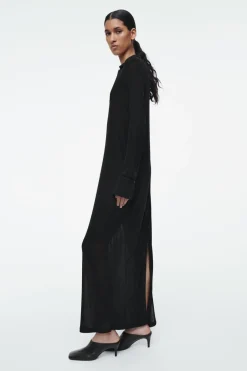 Best COS SCOOP-NECK POLO MAXI DRESS BLACK