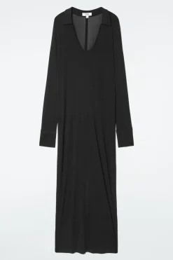 Best COS SCOOP-NECK POLO MAXI DRESS BLACK