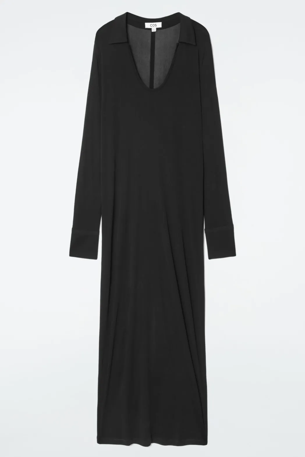 Best COS SCOOP-NECK POLO MAXI DRESS BLACK