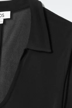 Best COS SCOOP-NECK POLO MAXI DRESS BLACK