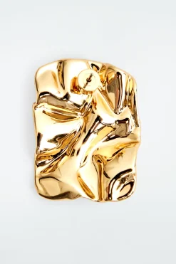 Clearance COS SCRUNCHED MISMATCHED EARRINGS GOLD