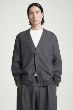 Best COS SCUBA-JERSEY V-NECK CARDIGAN GRAY