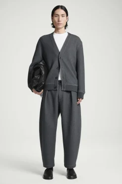 Best COS SCUBA-JERSEY V-NECK CARDIGAN GRAY