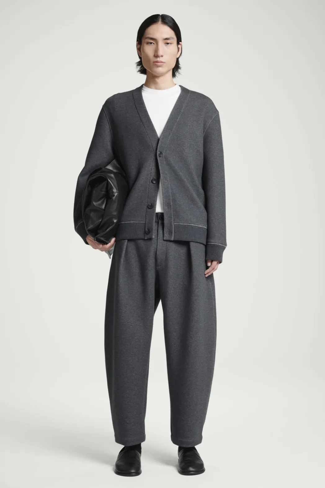 Best COS SCUBA-JERSEY V-NECK CARDIGAN GRAY