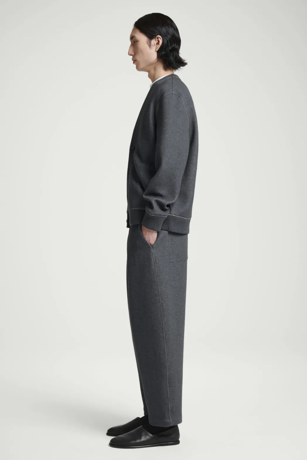 Best COS SCUBA-JERSEY V-NECK CARDIGAN GRAY
