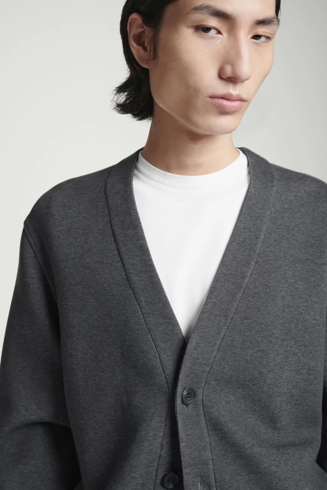 Best COS SCUBA-JERSEY V-NECK CARDIGAN GRAY