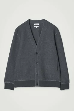 Best COS SCUBA-JERSEY V-NECK CARDIGAN GRAY