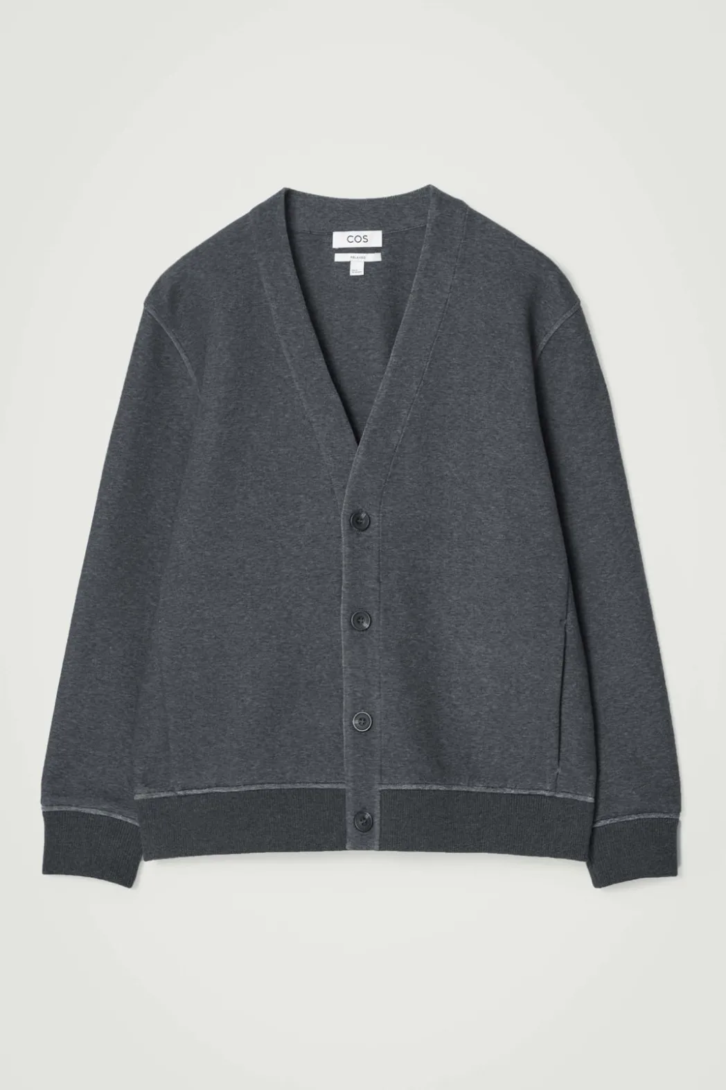 Best COS SCUBA-JERSEY V-NECK CARDIGAN GRAY