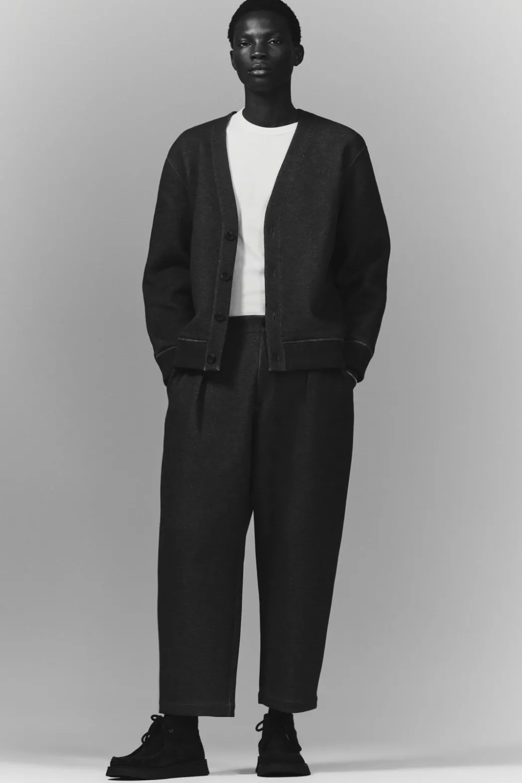 Best COS SCUBA-JERSEY V-NECK CARDIGAN GRAY