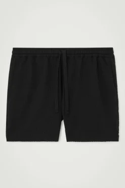 Online COS SEERSUCKER ELASTICATED SHORTS BLACK
