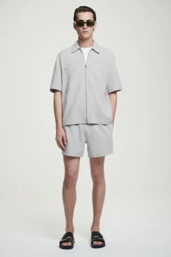 Discount COS SEERSUCKER ELASTICATED SHORTS GRAY