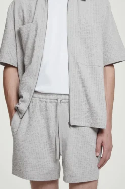 Discount COS SEERSUCKER ELASTICATED SHORTS GRAY