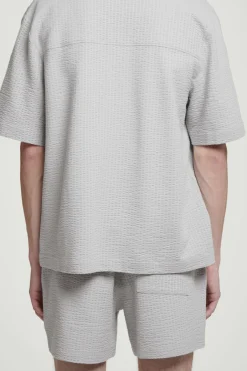 Discount COS SEERSUCKER ELASTICATED SHORTS GRAY