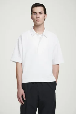 Hot COS SEERSUCKER HALF-ZIP POLO SHIRT WHITE