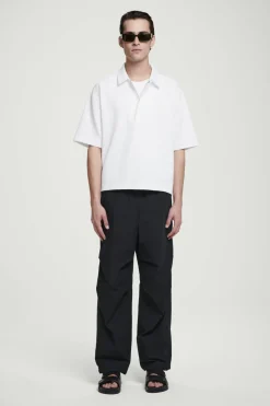 Hot COS SEERSUCKER HALF-ZIP POLO SHIRT WHITE