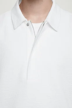 Hot COS SEERSUCKER HALF-ZIP POLO SHIRT WHITE