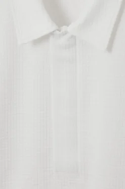 Hot COS SEERSUCKER HALF-ZIP POLO SHIRT WHITE