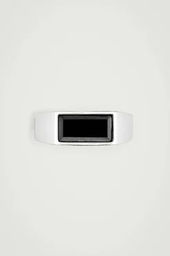 Sale COS SEMI-PRECIOUS STONE SIGNET RING SILVER / HEMATITE
