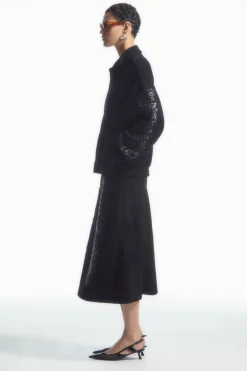 Outlet COS SEQUINED SUEDE JACKET BLACK