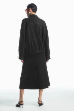 Outlet COS SEQUINED SUEDE JACKET BLACK