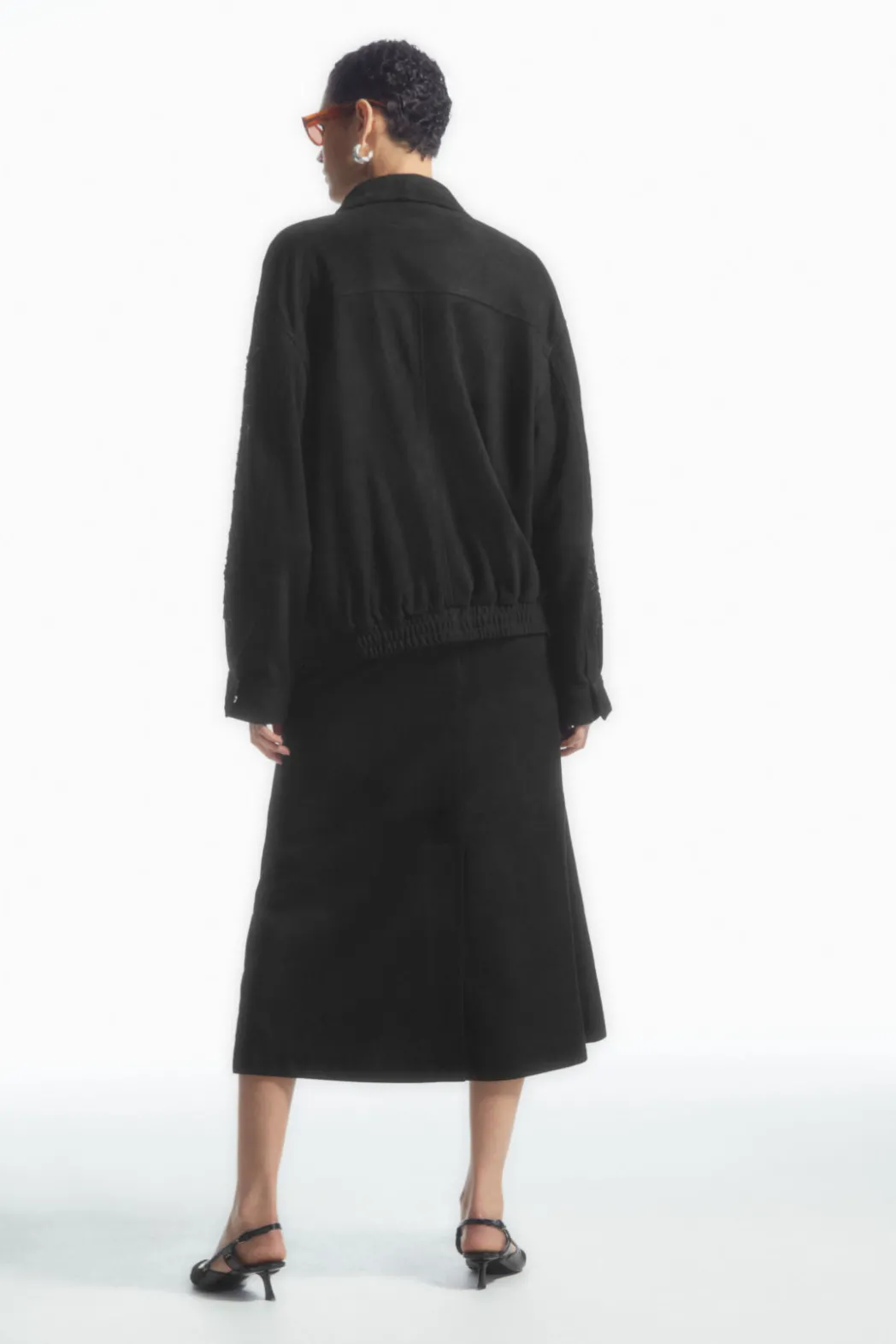 Outlet COS SEQUINED SUEDE JACKET BLACK