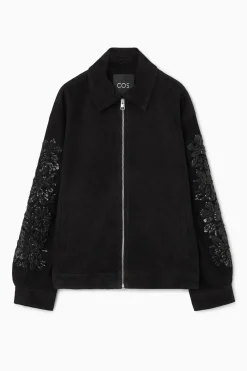 Outlet COS SEQUINED SUEDE JACKET BLACK