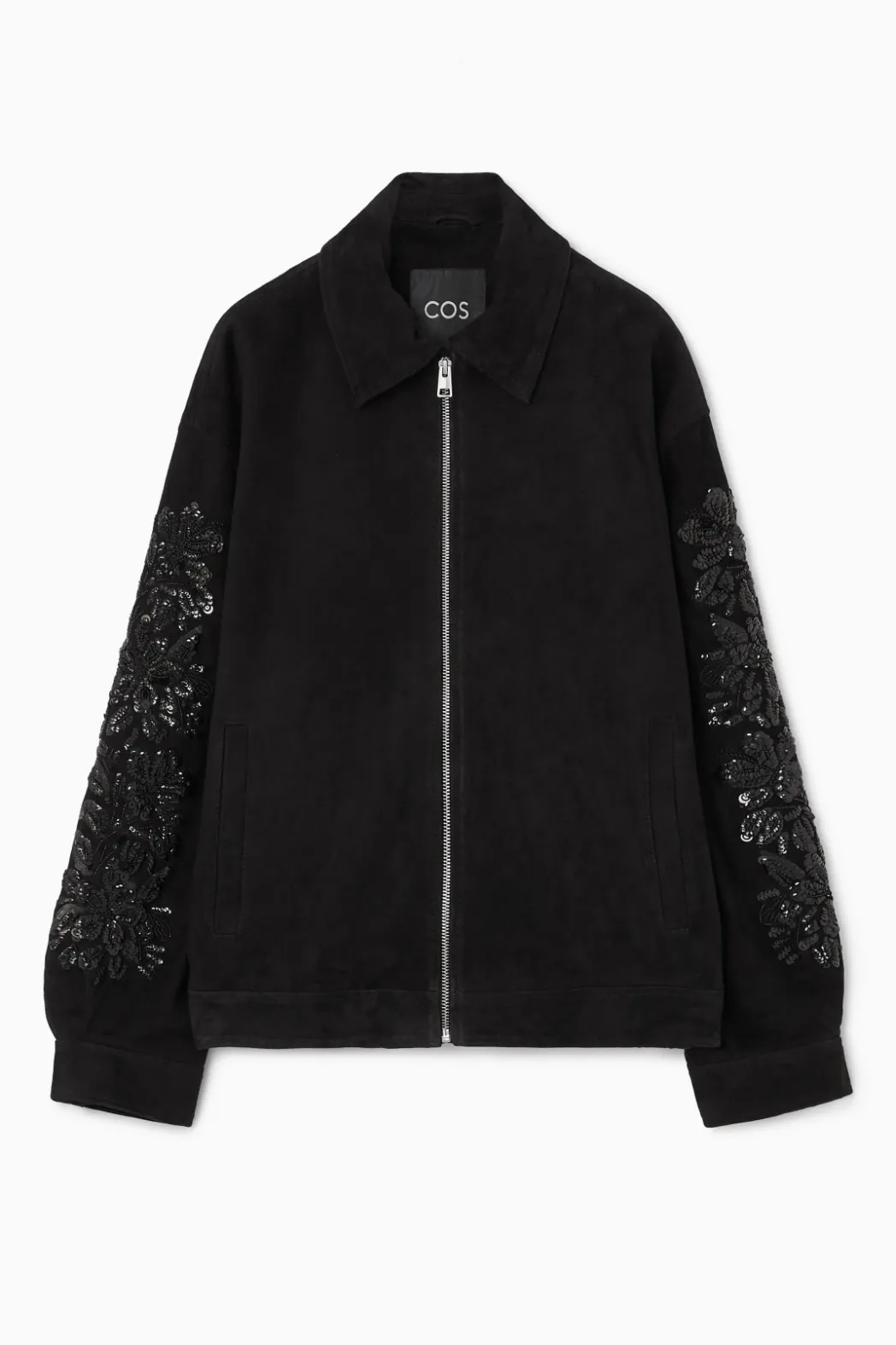 Outlet COS SEQUINED SUEDE JACKET BLACK
