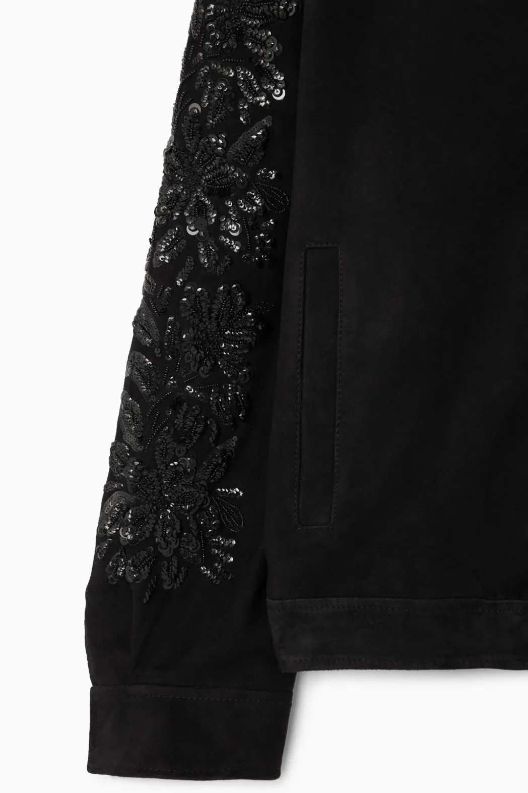 Outlet COS SEQUINED SUEDE JACKET BLACK
