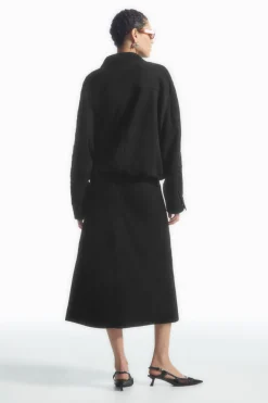 Hot COS SEQUINED SUEDE MIDI SKIRT BLACK