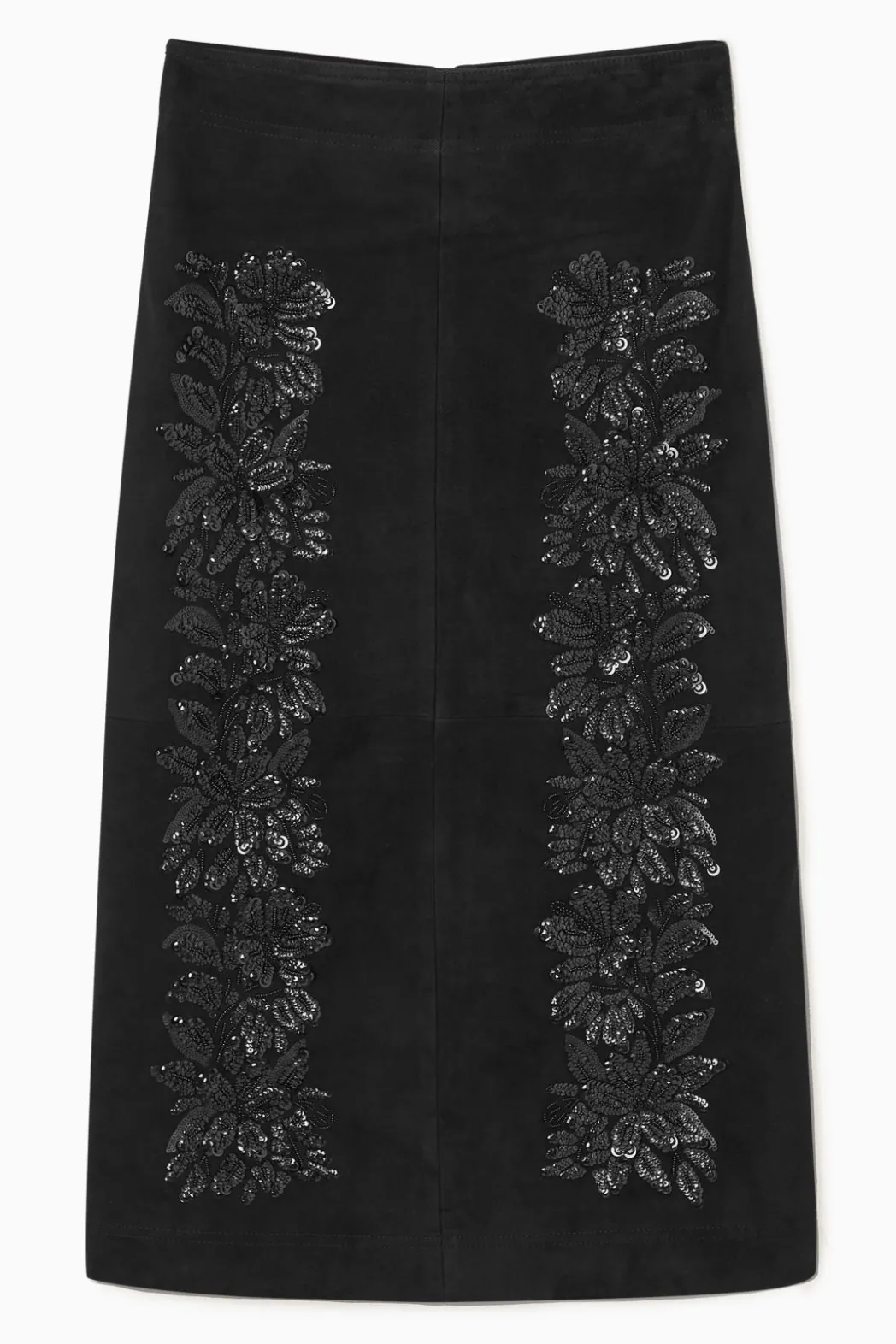 Hot COS SEQUINED SUEDE MIDI SKIRT BLACK