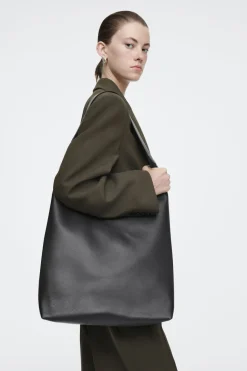 Best COS SERIF TOTE - LEATHER BLACK