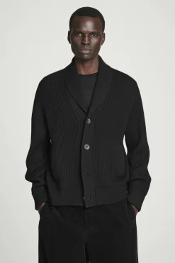 Outlet COS SHAWL-COLLAR CHUNKY MERINO WOOL CARDIGAN BLACK