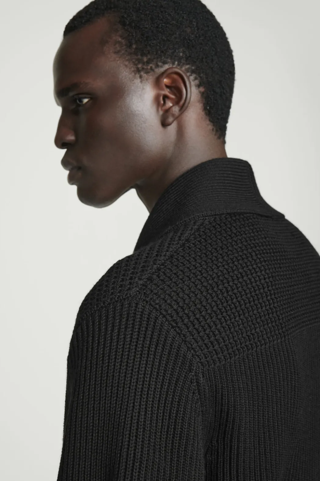 Outlet COS SHAWL-COLLAR CHUNKY MERINO WOOL CARDIGAN BLACK