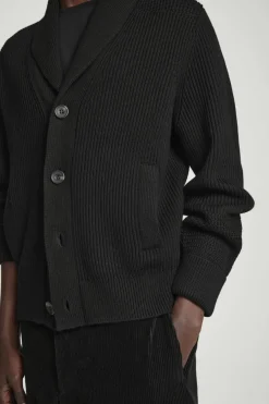 Outlet COS SHAWL-COLLAR CHUNKY MERINO WOOL CARDIGAN BLACK