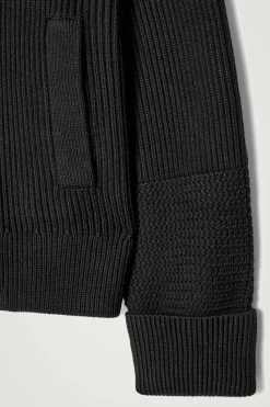 Outlet COS SHAWL-COLLAR CHUNKY MERINO WOOL CARDIGAN BLACK