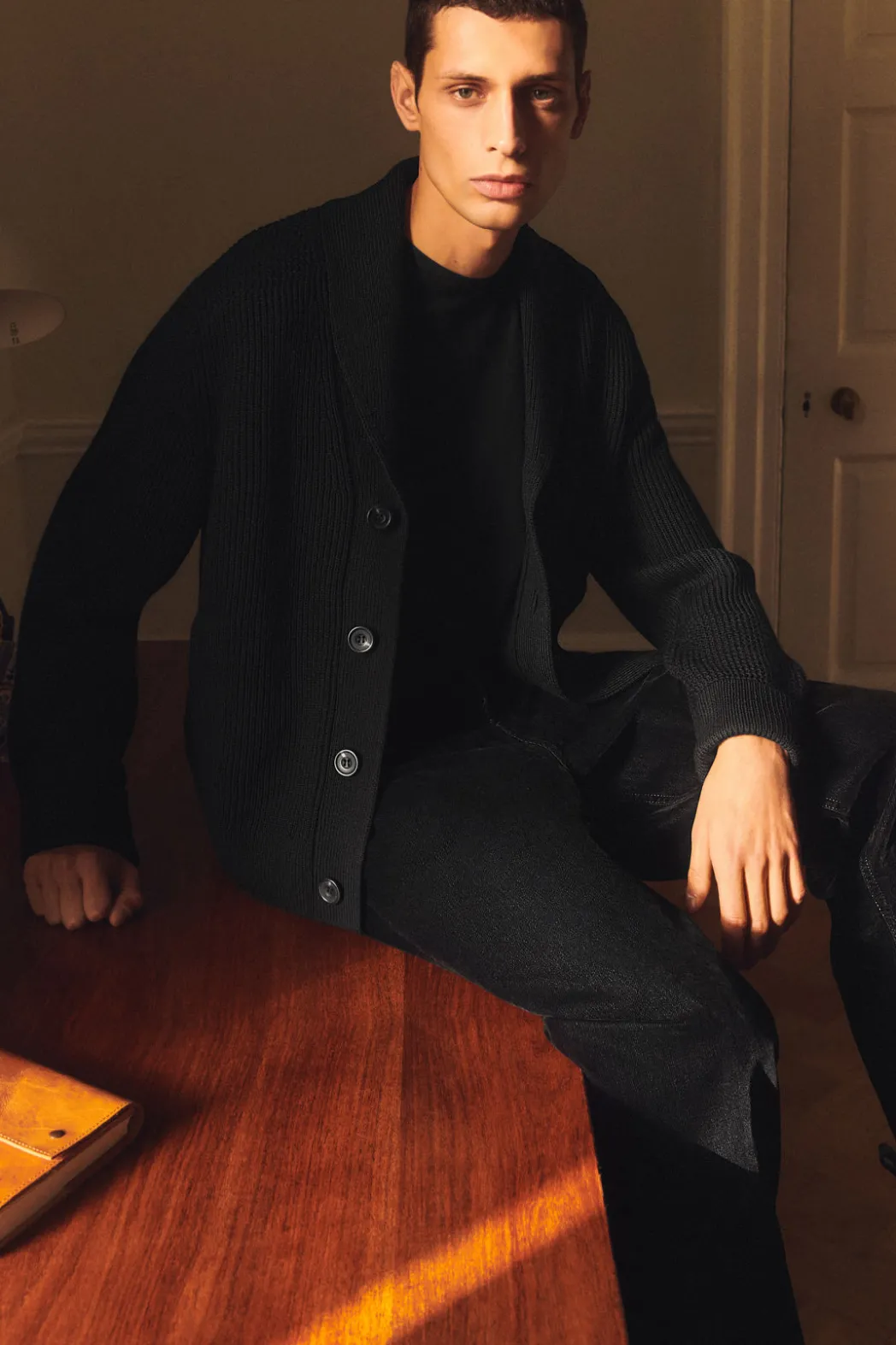 Outlet COS SHAWL-COLLAR CHUNKY MERINO WOOL CARDIGAN BLACK