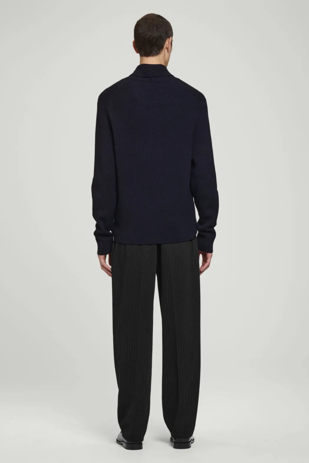 Best COS SHAWL-COLLAR RIBBED MERINO WOOL JUMPER NAVY