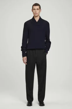 Best COS SHAWL-COLLAR RIBBED MERINO WOOL JUMPER NAVY