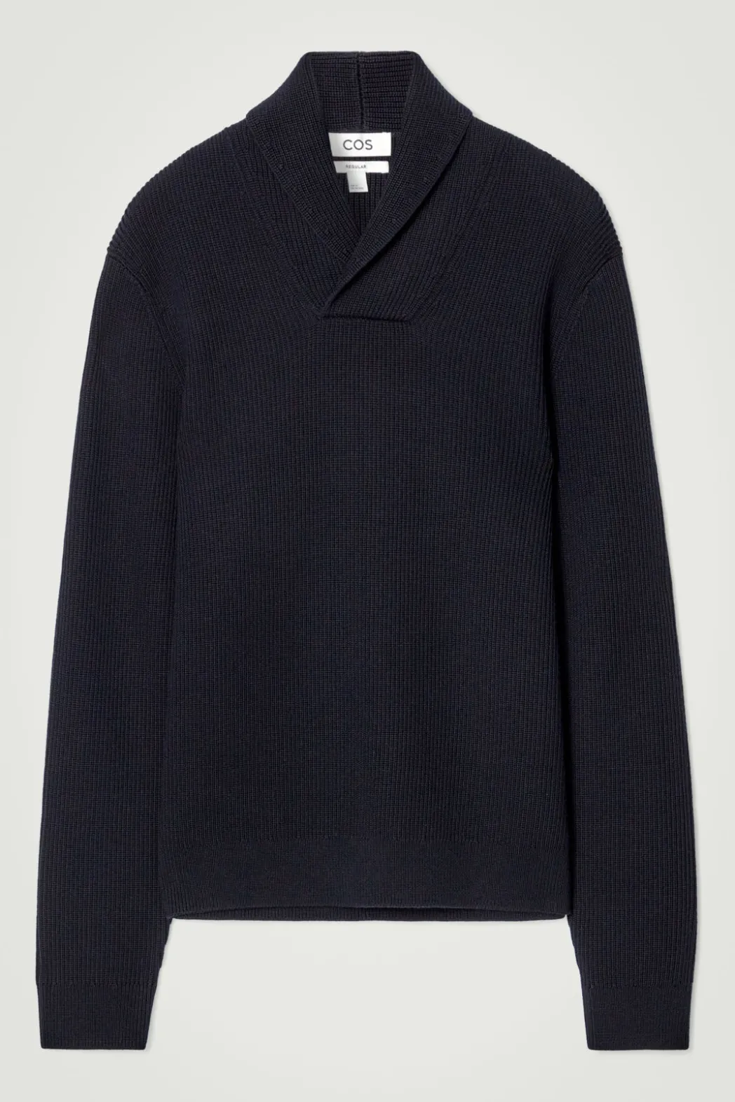 Best COS SHAWL-COLLAR RIBBED MERINO WOOL JUMPER NAVY