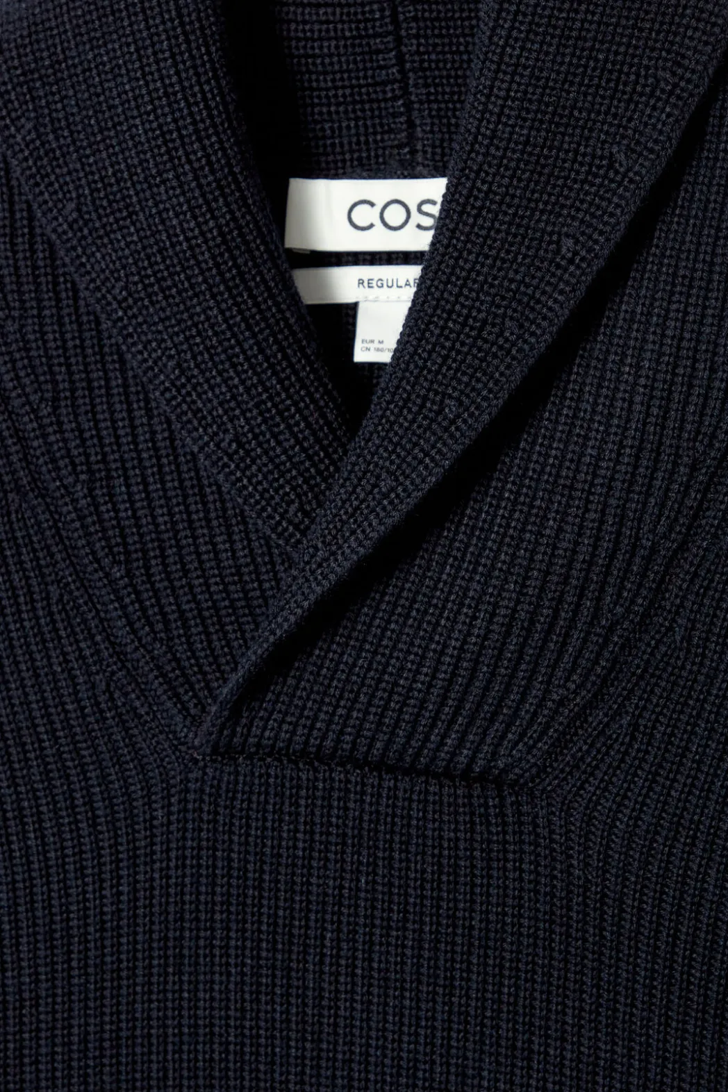 Best COS SHAWL-COLLAR RIBBED MERINO WOOL JUMPER NAVY