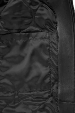Best COS SHEARLING-TRIMMED LEATHER BOMBER JACKET BLACK