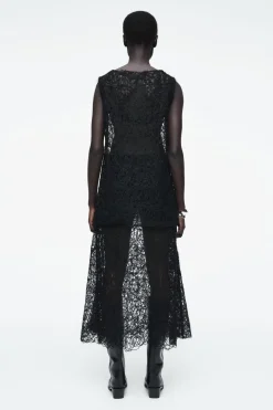 New COS SHEER EMBROIDERED MOHAIR TANK TOP BLACK
