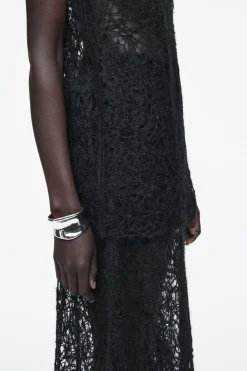 New COS SHEER EMBROIDERED MOHAIR TANK TOP BLACK