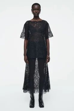 Best COS SHEER EMBROIDERED MOHAIR SKIRT BLACK