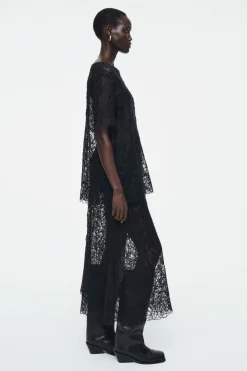 Best COS SHEER EMBROIDERED MOHAIR SKIRT BLACK