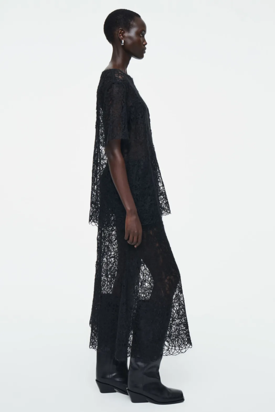 Best COS SHEER EMBROIDERED MOHAIR SKIRT BLACK