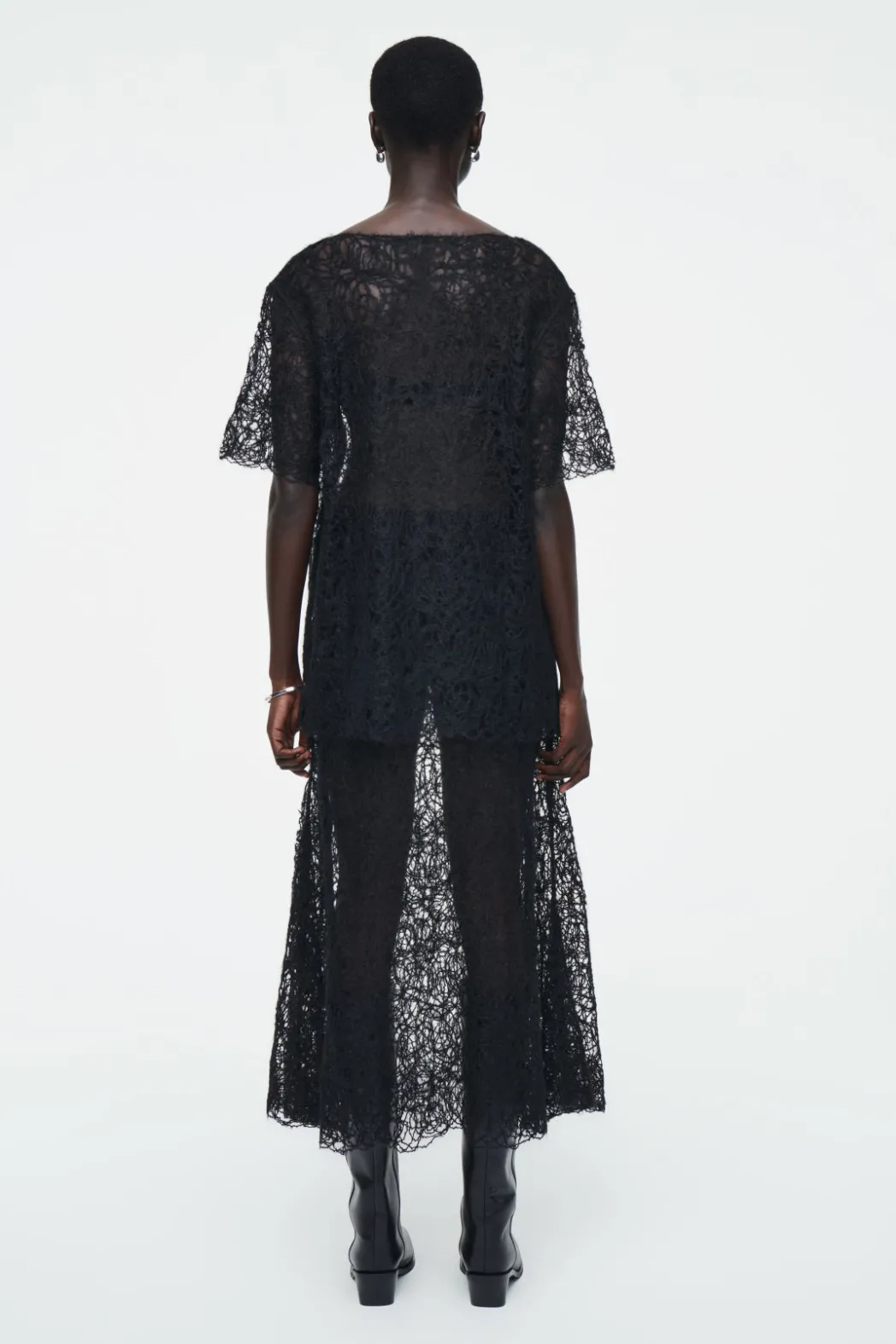 Best COS SHEER EMBROIDERED MOHAIR SKIRT BLACK