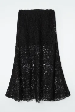 Best COS SHEER EMBROIDERED MOHAIR SKIRT BLACK
