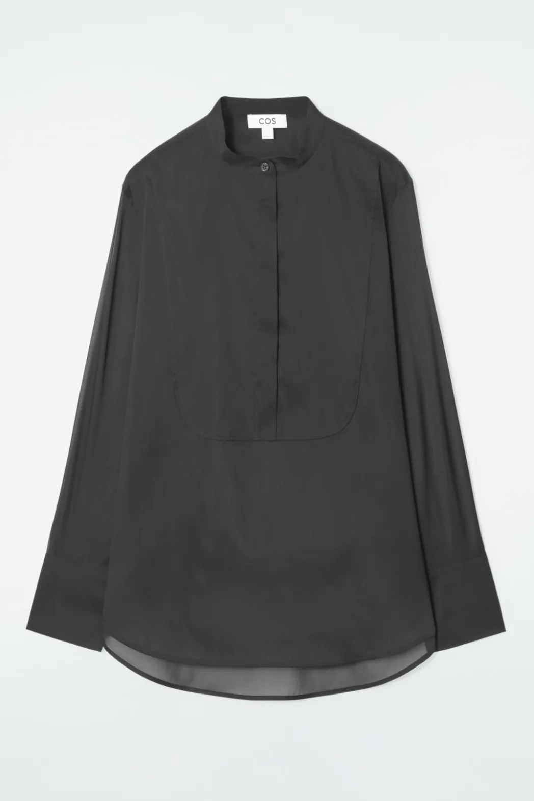Best COS SHEER SILK TUXEDO SHIRT BLACK
